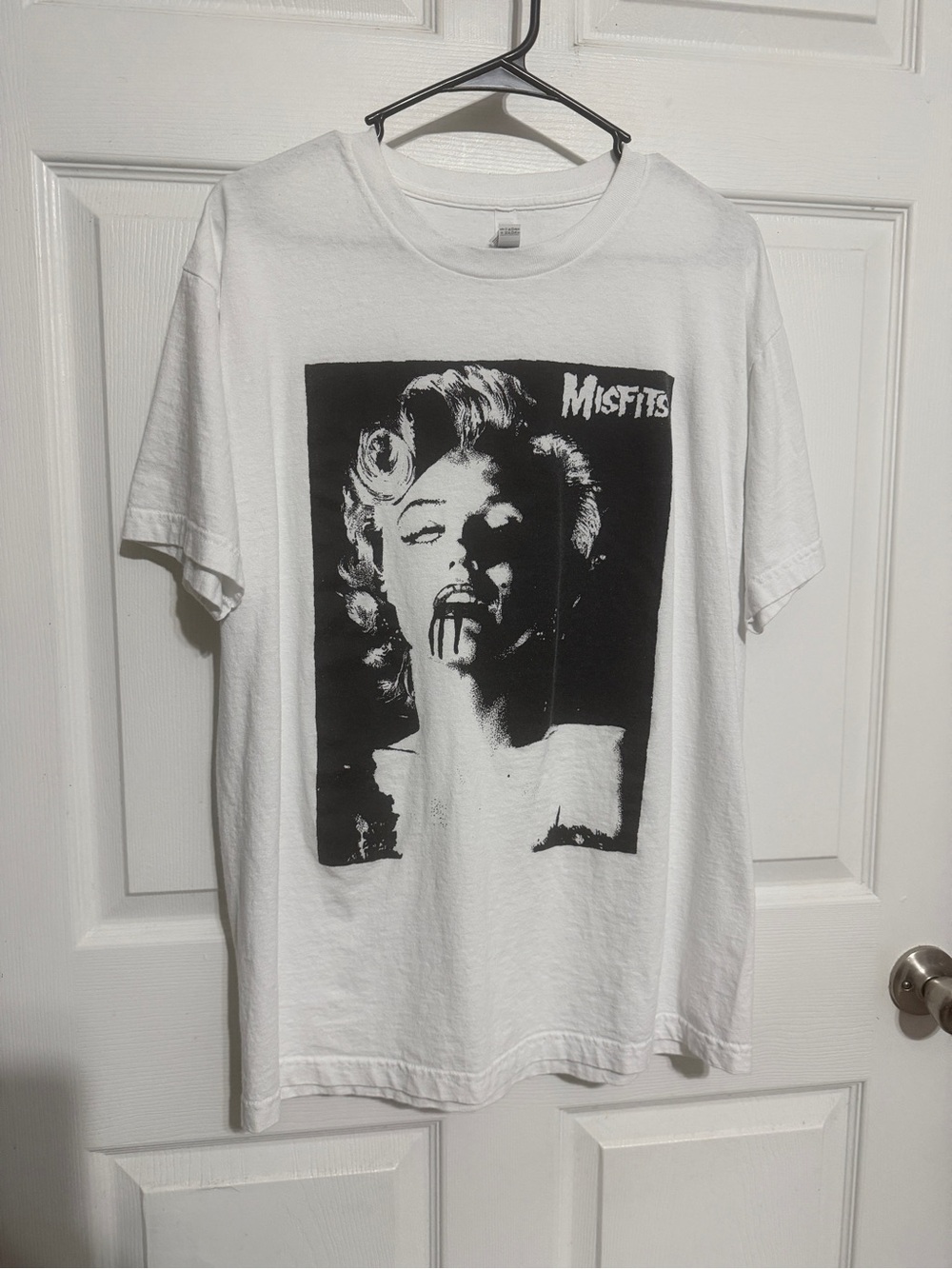 American Apparel White Short‑Sleeve Tee with Black Misfits Portrait